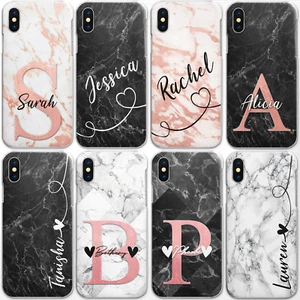 Personalised Initials Phone Case Marble Hard Cover For Motorola One G6 Play E4 - Picture 1 of 15
