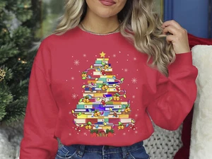 Christmas Sweatshirt for Book Lover Reading Xmas Jumper Day Christmas Sweater 14 - Picture 1 of 10