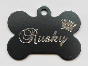 Médaille Chien Chat ALUMINIUM modèle OS COURONNE. GRAVURE GRATUITE - Imagen 1 de 1