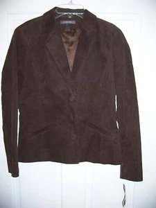 Chaqueta Blazer Algodón Liz Claiborne Pana Marrón Talla 8 - Imagen 1 de 3