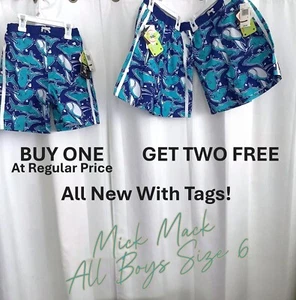Buy 1 Get 2 Free Boys Youth MICK MACK Sz 6 Swim Trunks Shorts Blue Sharks UPF50+ - Picture 1 of 15