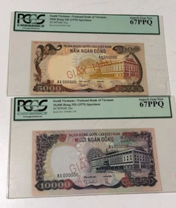 Rare 1975 South Vietnam 5000 dong & 10000 dong PCGS 67 specimen - Picture 1 of 2
