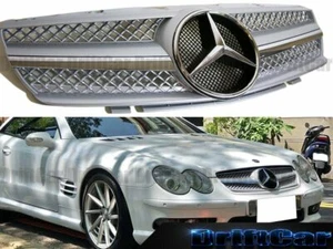 GRILLE SILVER CHROME STYLE BAR FOR 2003 2004 2005 2006 BZ R230 SL CAR - Picture 1 of 4