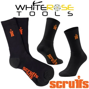 Scruffs Worker Socks Black 3 Pairs Reinforced Heel Toe Cushioned Lining - Picture 1 of 5