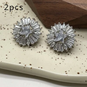 2x Rhinestone Metal Buttons Zirconia Crystal for Sew Crafts Wedding 18mm Quality - Picture 1 of 6