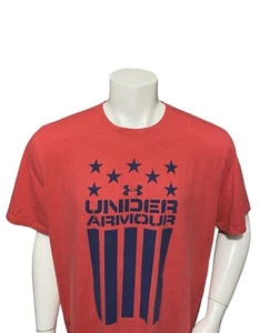 Under Armour HeatGear Men’s Casual Shirt Size 2XL XXL Red Short Sleeves USA Flag - Picture 1 of 15