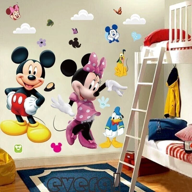 Calcomanía de pared de dibujos animados de Mickey Minnie Mouse para niños niños niños niñas habitación infantil Foto 1 de 4