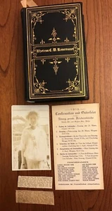 Vintage 1893 German Bible & 1915 Confirmation Card & Photo VGC 5.25"x3.5" - Picture 1 of 12