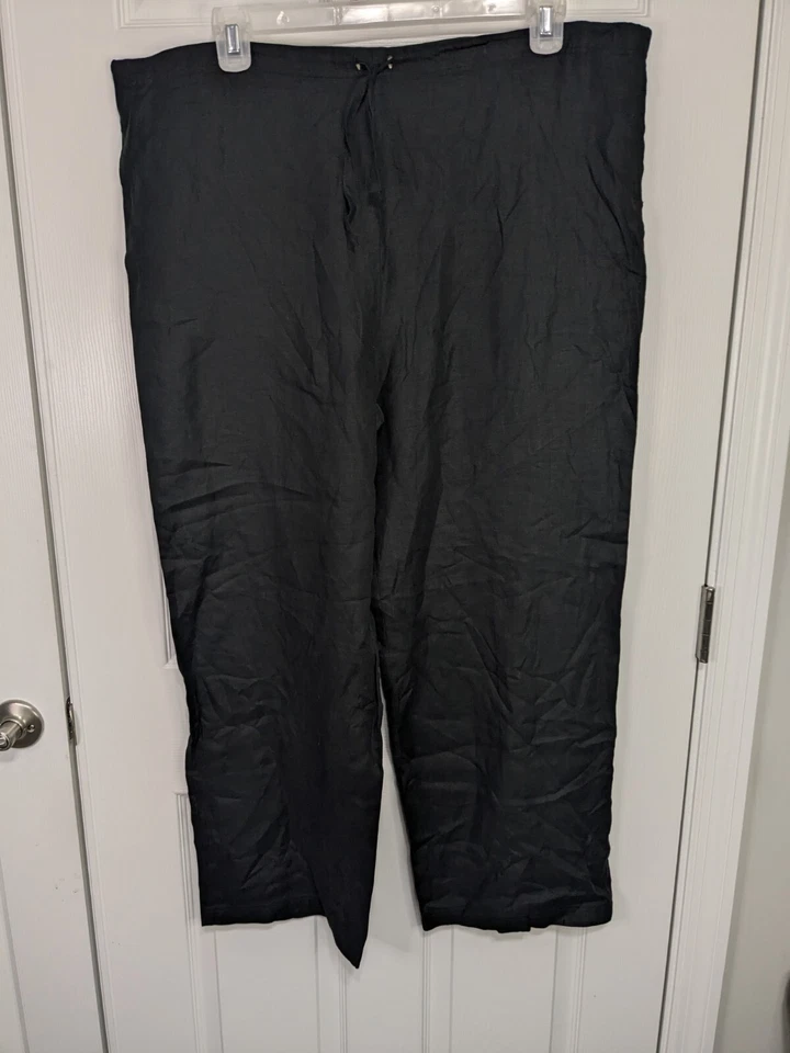 Jim Thompson Linen Pants Women's 12 Black Casual - Image 1 of 4