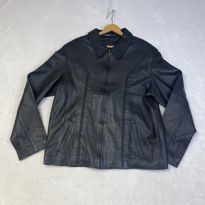 Women’s Joseph Paul Black Leather Moto Jacket Size Large Full Zip - Picture 1 of 11