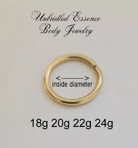 16 18 20 Ga 18k Gold Nose Ring Conch Ring Septum Ring Daith Cartilage Piercing - Picture 1 of 2