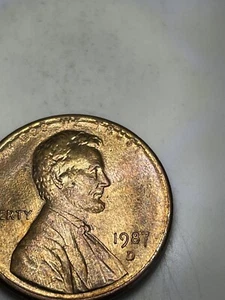 1987-D Lincoln Memorial Penny with Small #8 The Chip/Crack on Obvious #0344 - Picture 1 of 20