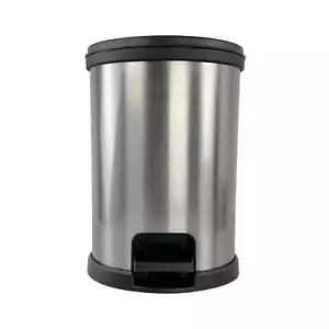 Mainstays 1.5 Gallon Trash Can, Plastic Round Step Bathroom Trash Can, Silver - Picture 1 of 16
