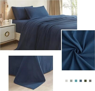 800 Count 100%Egyptian Cotton Extra Deep Pkt Sheet Set Navy Blue Solid All Size - Image 1 of 4