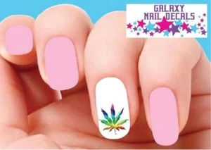 Waterslide Nail Decals - Set of 20 Colorful Cannabis Pot Marijuana Leaf - Picture 1 of 1