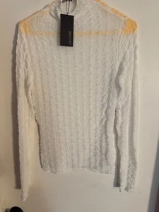 Women NWT. " 19 Cooper " white textured loong sheer pull over top. Size Med - Picture 1 of 2