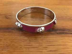 ALEXANDER McQUEEN Fuchsia Skull 3D Enamel & Brass Bangle/ Bracelet - Picture 1 of 7