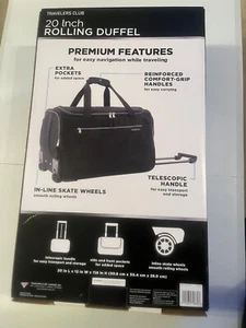 Travelers Club 20” Black Rolling Duffel Bag New in Box. - Picture 1 of 7