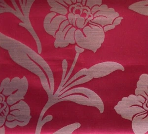 SCALAMANDRE Sophie Floral Damask Cotton Silk Red Remnant New - Picture 1 of 1