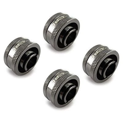 XSPC G1/4" to 1/2" ID x 3/4" OD Compression Fitting Black Chrome V2 - 4 pack - Image 1 of 3