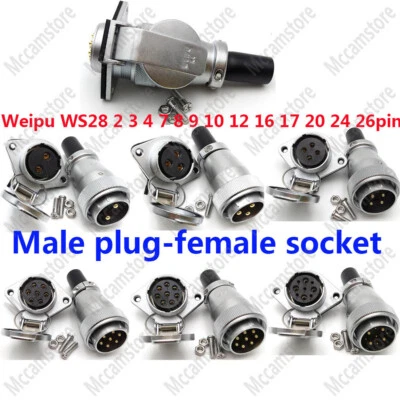 WEIPU WS28 2-26Pin Waterproof Aviation Cable Connector,Electrical Wire Connector - Image 1 of 4
