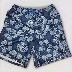 Joe Boxer Size XL Mens Blue Swim Trunks Swimwear  Floral Beach Front Pocket  - Picture 1 of 15