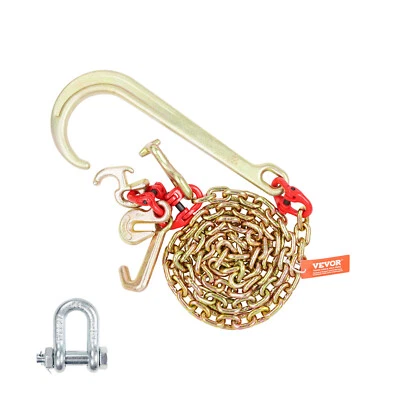 VEVOR Chaîne de Remorquage Crochet J Tige Longue G80 8 mm x 180 cm Crochet RTJ - Photo 1/4