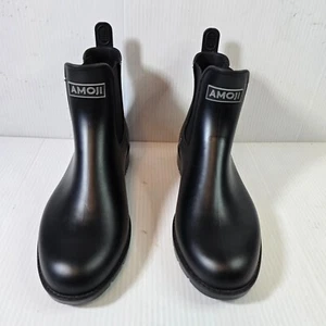 Amoji 260 Mujer Tobillo Chelsea Negro Lluvia Corto Goma Botas Talla 9.5 - Imagen 1 de 9