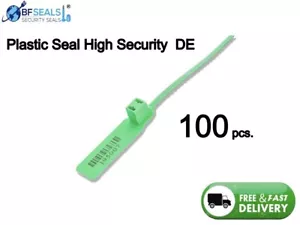 Sello de plástico DE, 100 piezas, 16" numerado, código de barras, color verde, BF-12DE12 - Imagen 1 de 10
