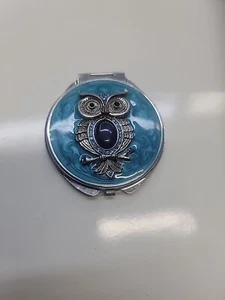 Espejos Búho Azul Compactos,Espejos de Bolso Damas.Normal y Aumento.Plata - Imagen 1 de 3