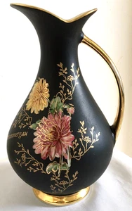 Waldershof Bavaria Schwarz Porzellan Floral Oberammergau Kanne Knospe Blumenvase. - Bild 1 von 7