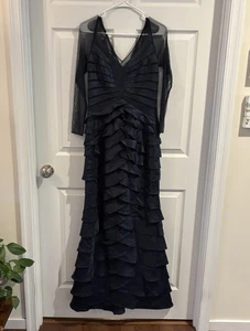 Adrianna Papell Kleid für besondere Anlässe Damen 8 blau Stufenfalten formelles Abendkleid " - Bild 1 von 5
