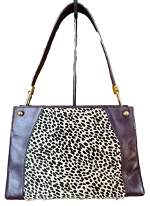 Kate Landry Umhängetasche Handtasche Leder/gepunktetes Kalbshaar aubergine/lila orig. 99 $ - Bild 1 von 9