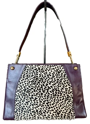 Cartera Cartera Kate Landry de cuero/pelo de becerro manchado berenjena/púrpura original $99 Foto 1 de 4
