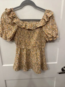 Hayden Girls Ruffled Bib Smocked Cinch Sleeve Shirt - Picture 1 of 5