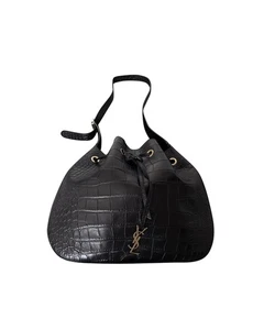 Saint Laurent Medium Paris VII Hobo Croc Effect Bag in Black Leather - Picture 1 of 12