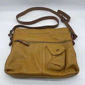 BOC Born Concept Crossbody Purse Mustard Pebble Leather Zipper Closure - Picture 1 of 11