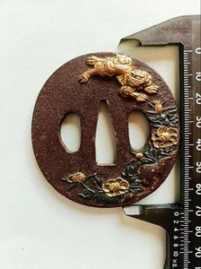 Japanese Tsuba Iron Katana Sword Guard Samurai Antique Style Tosogu Fitting - Picture 1 of 3