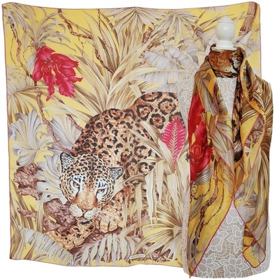 BUFANDA SALVATORE FERRAGAMO FIRMA GIAGUARO ANIMAL SEDA MULTICOLOR 54" Foto 1 de 4