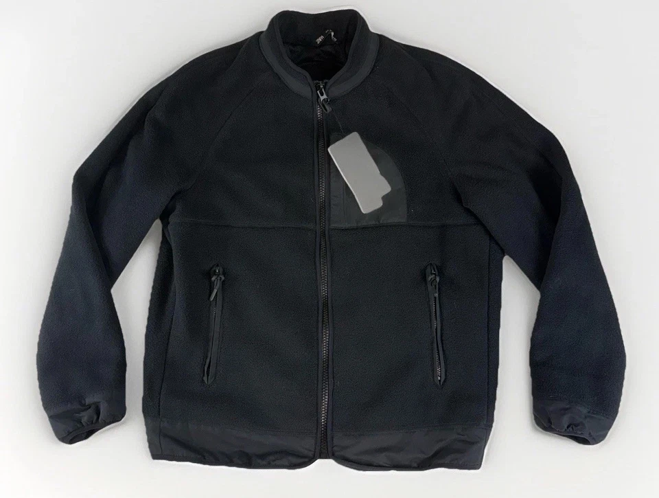 NWT ZARA Men’s Jacket Fleece Full Zip Black Size Large - Image 1 of 4