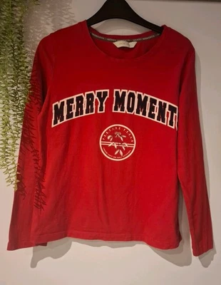 Red Xmas Pj Top Vgc Merry Moments By George Calm & Cosy 8/10 100% Cotton - image 1 of 4