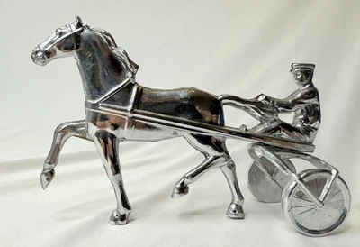 De Colección Metal Cromo Caballo Jockey Corredor Sulky Racing Trofeo Topper Capucha Adorno? Foto 1 de 4