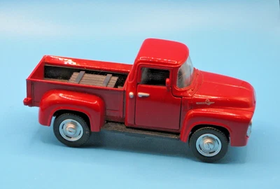 1956 Ford F-100 Pickup Red New Ray 1/32 Die Cast Doors Open Has cargo box 1999 - Image 1 of 4
