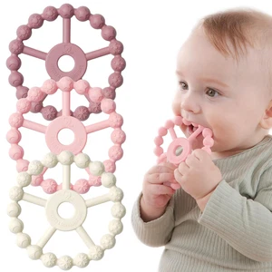 Paquete de 3 juguetes mordedores de anillo para bebés, juguetes de anillo de dentición de silicona para bebés 0-6 - Imagen 1 de 17