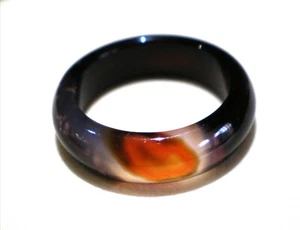 Dunkelbrauner Achat Bandring mit einzigartigem Blattmuster für Damen Größe 6,5 - Bild 1 von 2