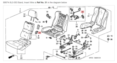 HONDA ACURA GENUINE OEM NSX Band, Insert Wire Seat ☆ 90674-SL0-003 ☆ - Image 1 of 2