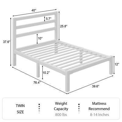 Marco de cama de plataforma de alta resistencia con cabecero y pie de cama de tamaño doble Foto 1 de 4