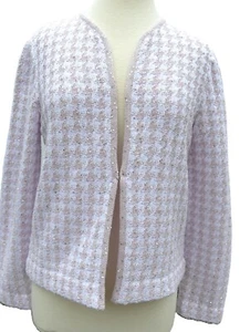 Giacca maglia Amina Rubinacci Orvieto Gingham Boucle lilla e bianca USA 10 EU 46 - Foto 1 di 17
