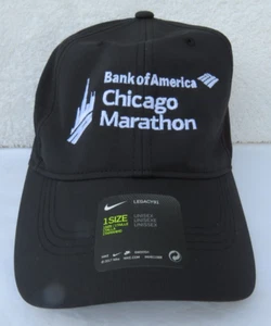 2017 Nike Bank Of America Chicago Marathon Hat Cap Cotton Black - Imagen 1 de 11