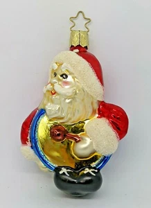 Inge Glas Ornament Weihnachtsmann spielt Parade Trommel mundgeblasen Glas Germany - Bild 1 von 6